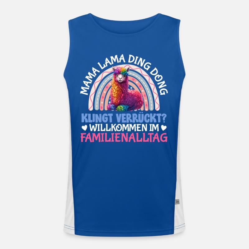 MAMA LLAMA DING DONG SOUNDS CRAZY Funny Men's Functional Contrast Tank Top 