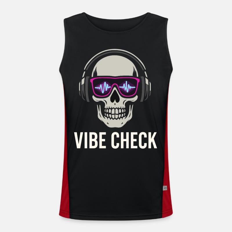 Crâne Neon Vibe Check – Skull Edition - Men's Functional Contrast Tank Top  - black/red
