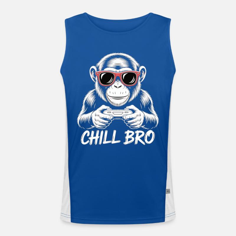 Gamer T-Shirt – „Chill Bro“ Affe mit Controller Funktionelles Kontrast-Tank Top für Männer 
