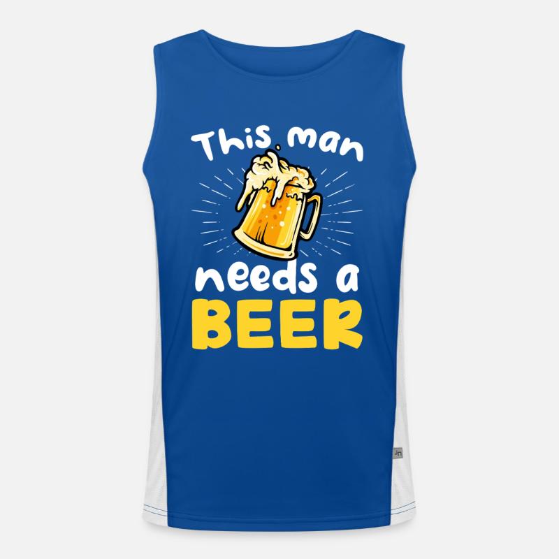 This Man Needs a Beer Funktionelles Kontrast-Tank Top für Männer 