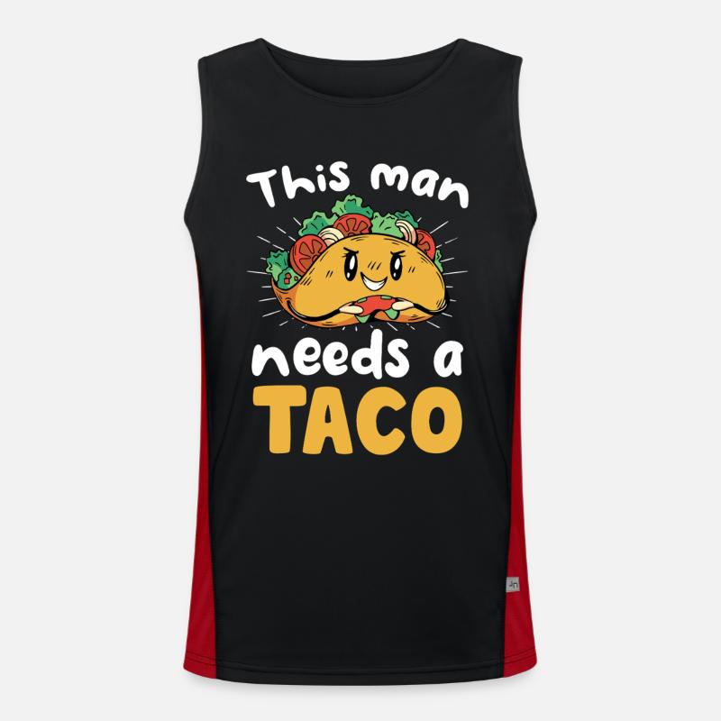 This man needs a taco - Men's Functional Contrast Tank Top - black/red
