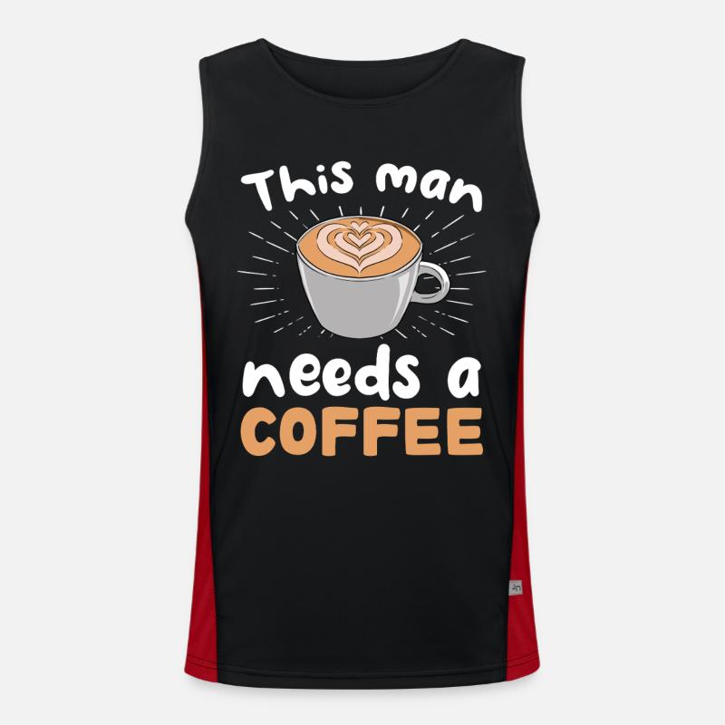 This man needs coffee - Men's Functional Contrast Tank Top  - black/red