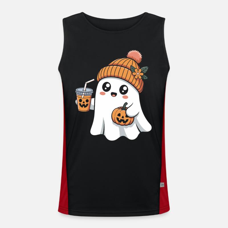 Ghost Pumpkin Spice Latte Halloween Fun Débardeur respirant contrasté Homme 