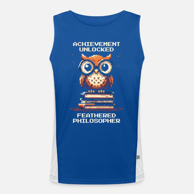 Achievement: Feathered Philosopher | Owl, RPG Men's Functional Contrast Tank Top 