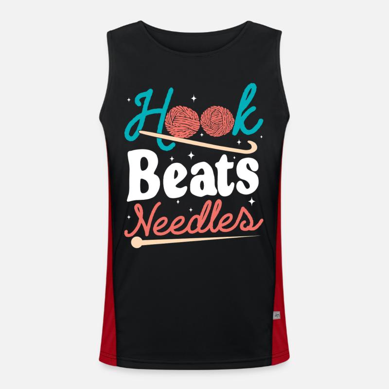 Hook Beats Needles Häkelhäkelgarn Funktionelles Kontrast-Tank Top für Männer 