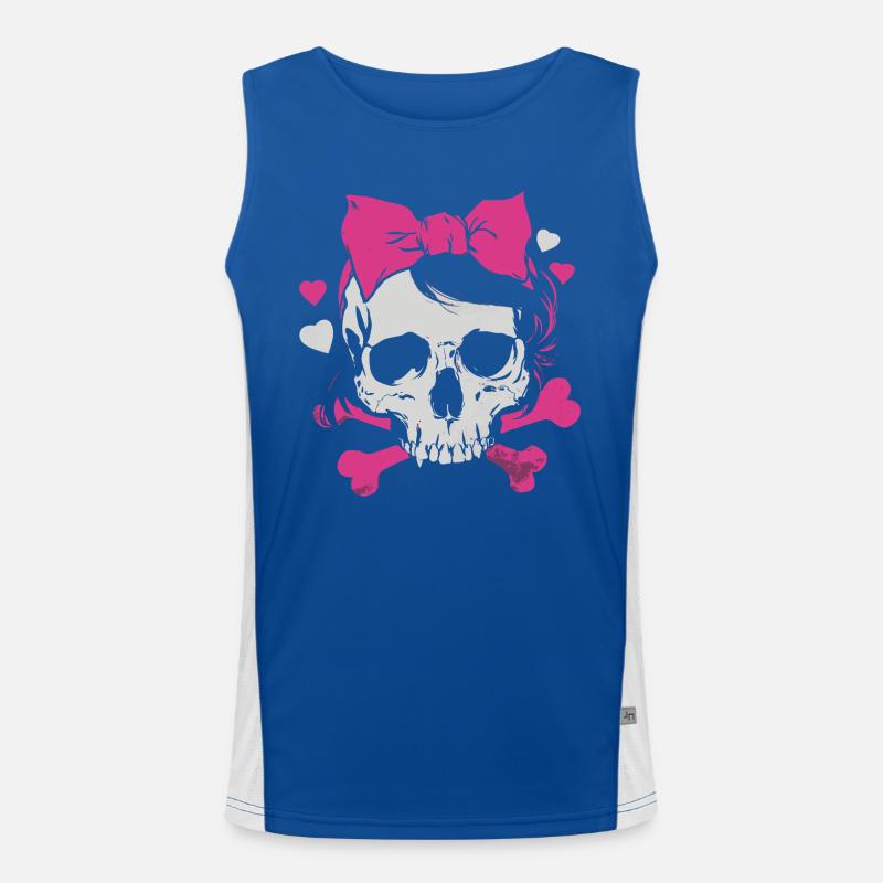 Pink Skull with Braids and Bows Men's Functional Contrast Tank Top 