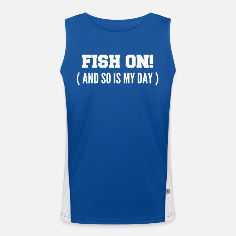 Fisch dran! Oder ist mein Tag am Haken? Funktionelles Kontrast-Tank Top für Männer 