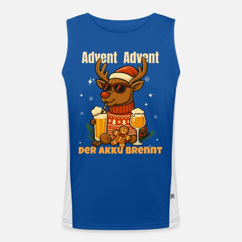 Advent Advent – Der Akku Brennt | Lustiges Weihnac Funktionelles Kontrast-Tank Top für Männer 