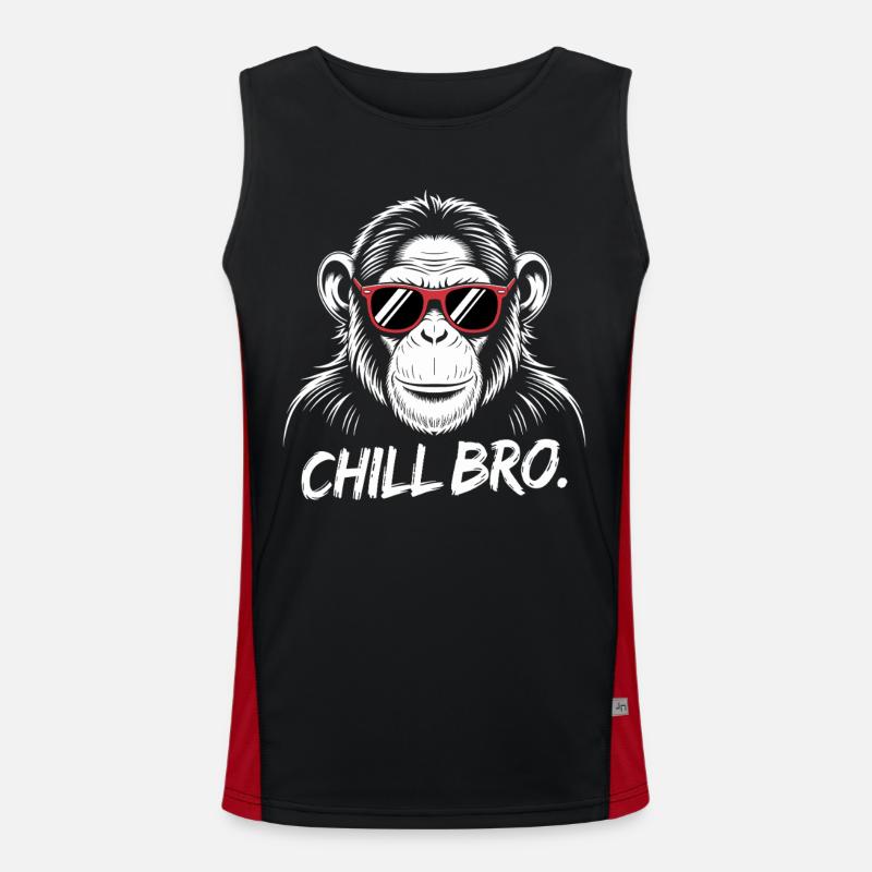 Chill Bro Monkey With Sunglasses - Men's Functional Contrast Tank Top - black/red