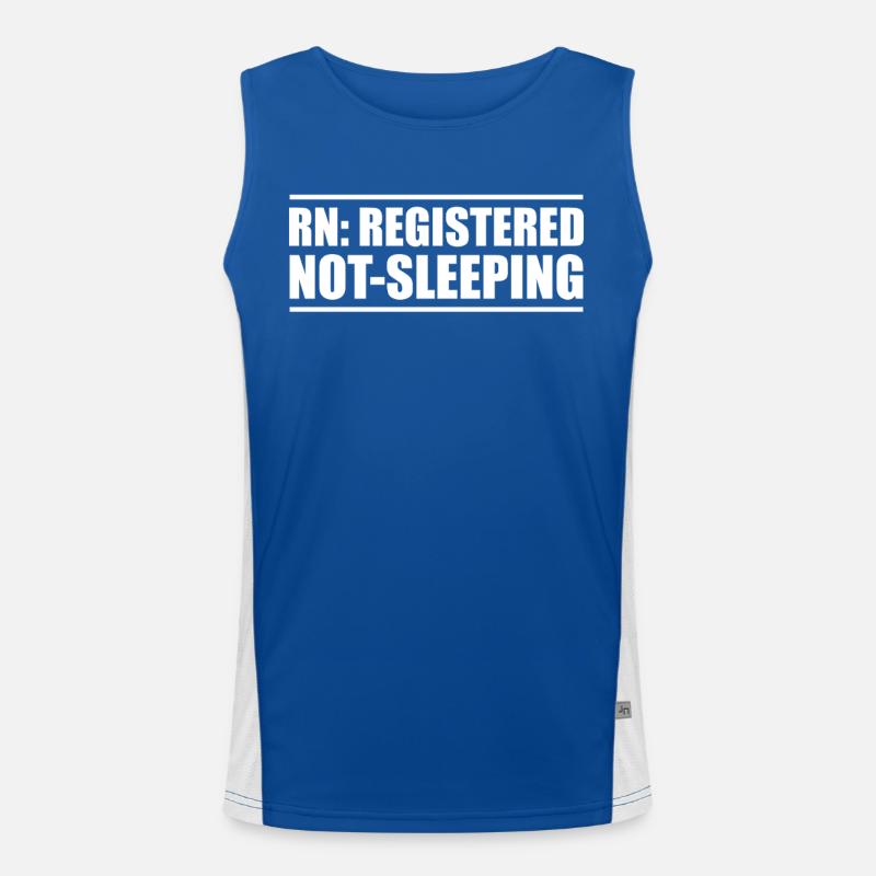 RN: Registered, Never Sleeping – Nursing Humor Men's Functional Contrast Tank Top 