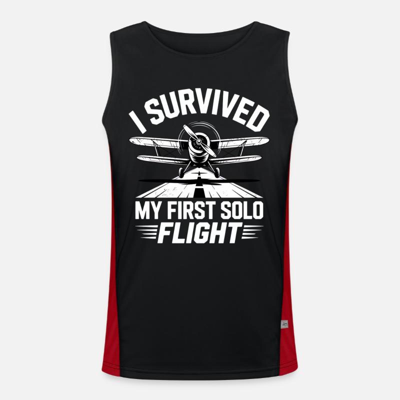 First Flight Airplane Flight - Men's Functional Contrast Tank Top  - black/red