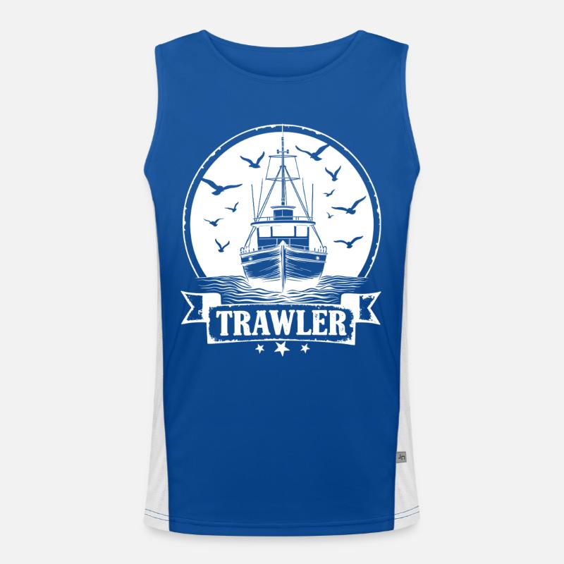 Trawler Fischkutter Ahoi Maritim Funktionelles Kontrast-Tank Top für Männer 