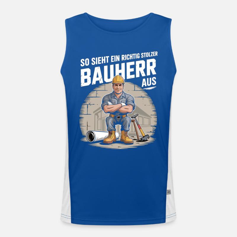 Proud builder with helmet & tools Men's Functional Contrast Tank Top 