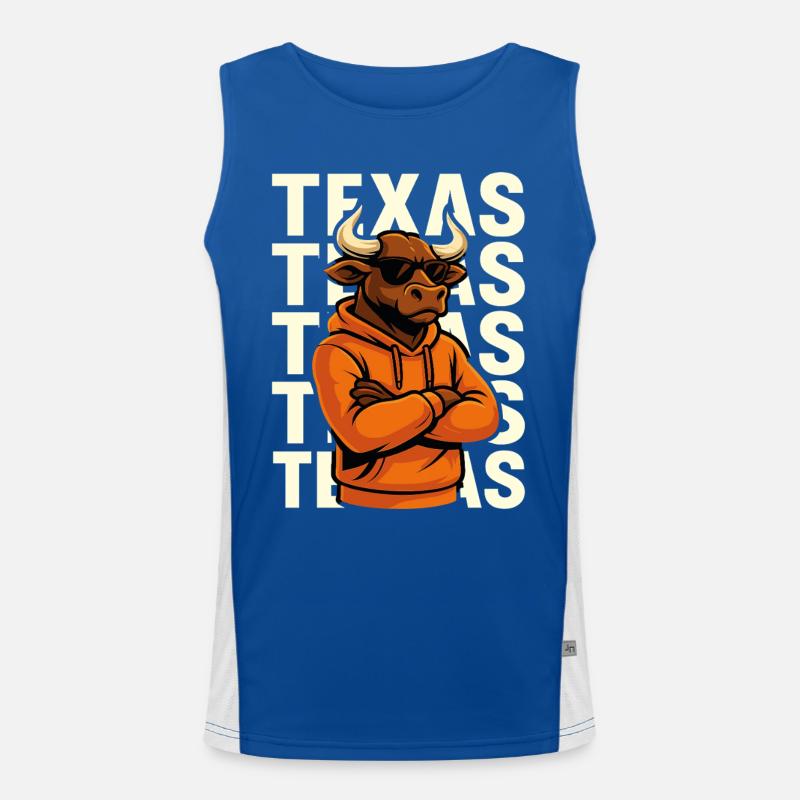 Cooler Stier Texas Stil Funktionelles Kontrast-Tank Top für Männer 