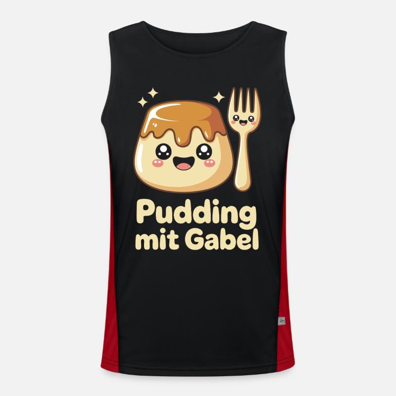 Pudding with fork - Men's Functional Contrast Tank Top  - black/red