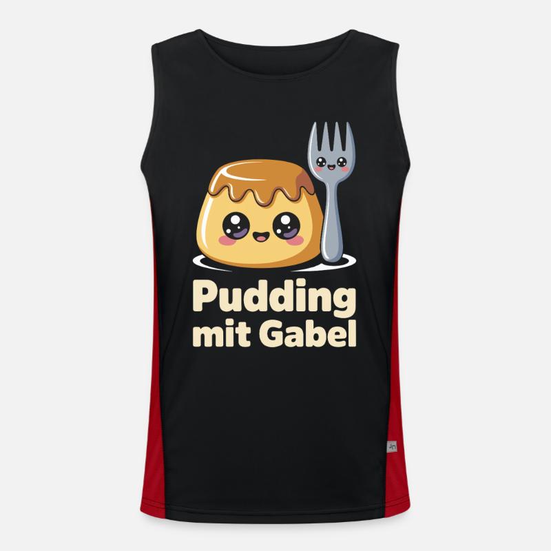 Pudding with fork - Men's Functional Contrast Tank Top  - black/red