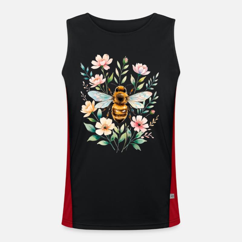 Bee in a flower frame - Men's Functional Contrast Tank Top  - black/red