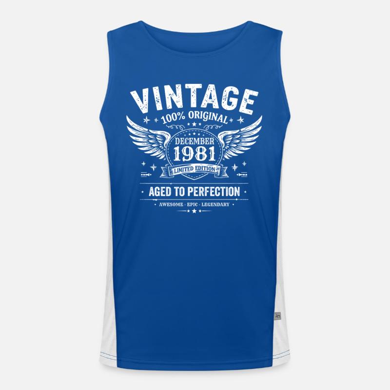 Vintage December 1981 Birthday 1981 Gift Men's Functional Contrast Tank Top 