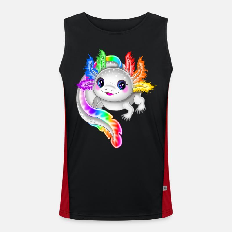 Rainbow colorful axolotl Men's Functional Contrast Tank Top 