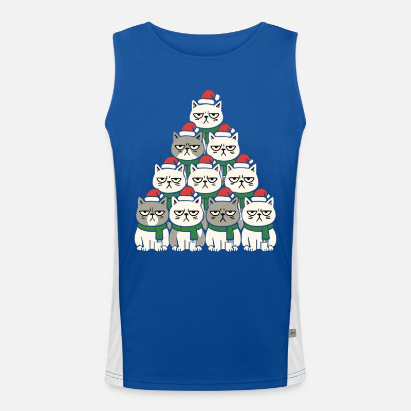 Grumpy Christmas Cats – Lustiges Katzen Men's Functional Contrast Tank Top 