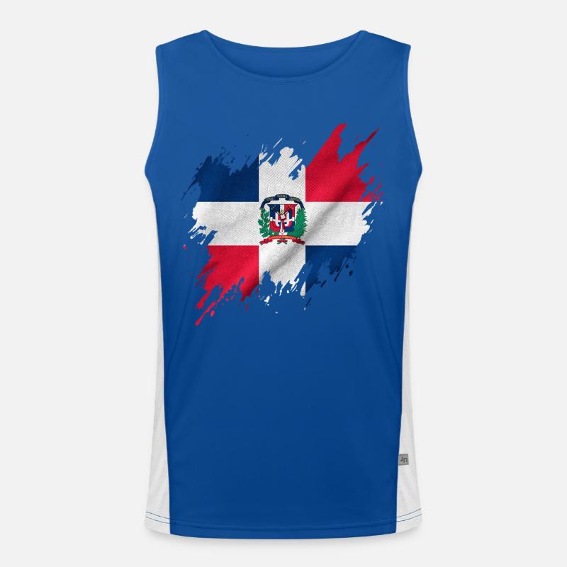 Drapeau dominicain, style déchiré Débardeur respirant contrasté Homme 