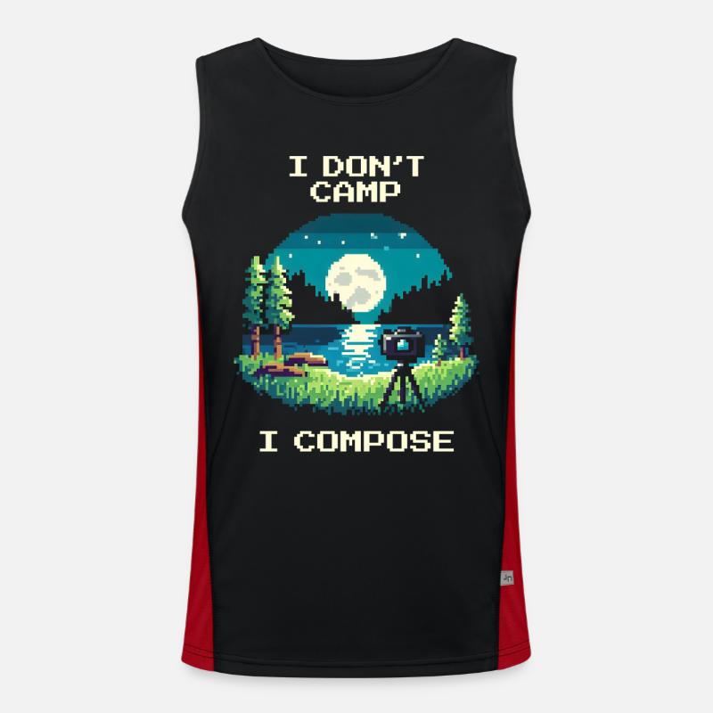 I don't camp, I compose | Composition - Men's Functional Contrast Tank Top - black/red