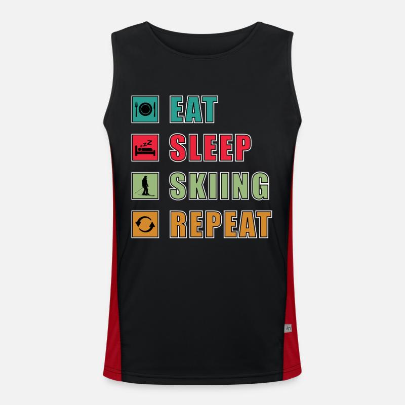 Eat Sleep Repeat Skiing - Men's Functional Contrast Tank Top - black/red