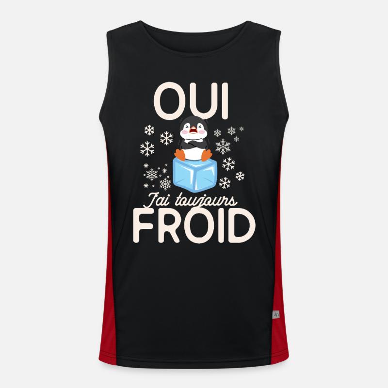 Frozen Penguin Always Cold - Men's Functional Contrast Tank Top  - black/red