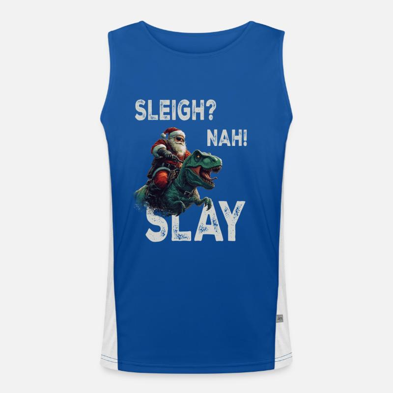 Weihnachtsmann Dino T-Rex Funktionelles Kontrast-Tank Top für Männer 