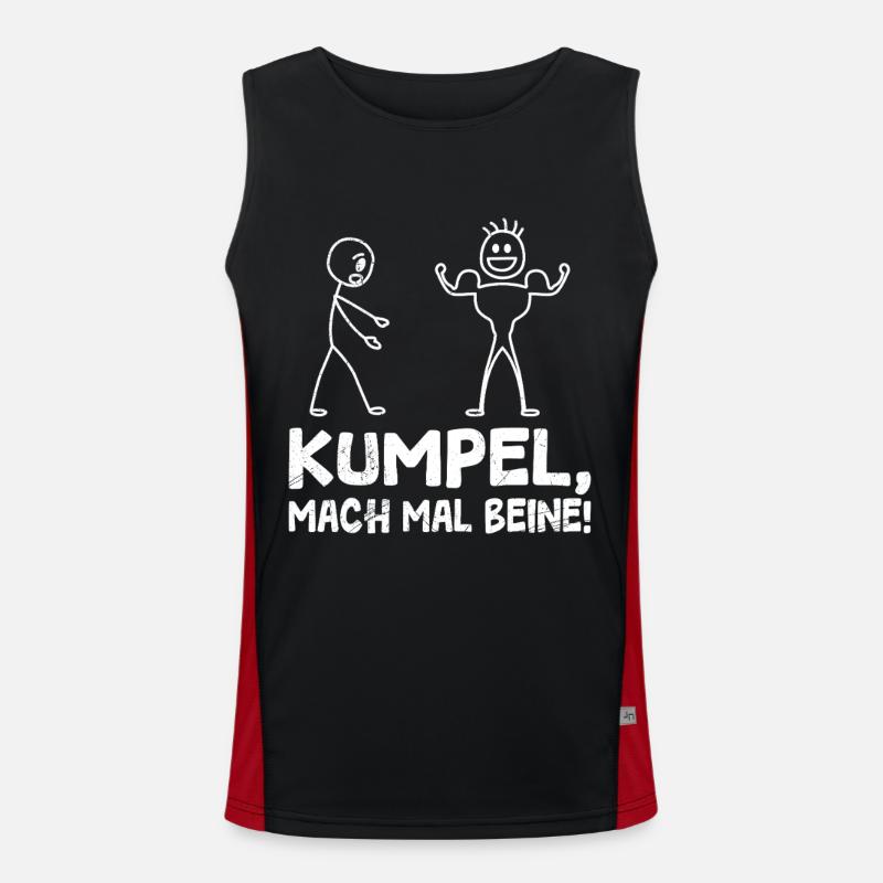 Stick Figure TRAIN LEGS Fun - Men's Functional Contrast Tank Top - black/red