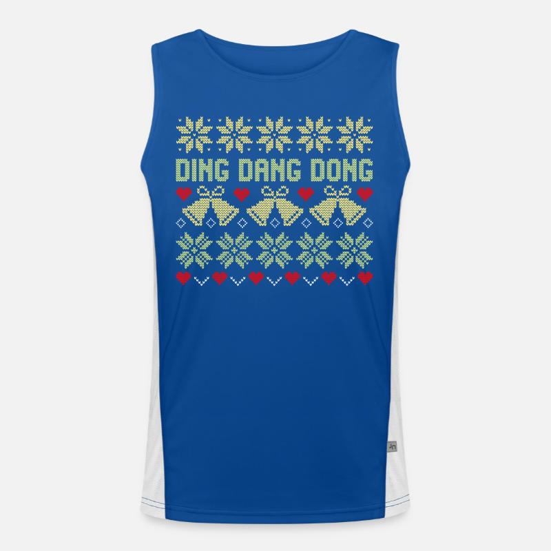 Ugly Christmas Sweater Pattern Snowflake Bell Men's Functional Contrast Tank Top 