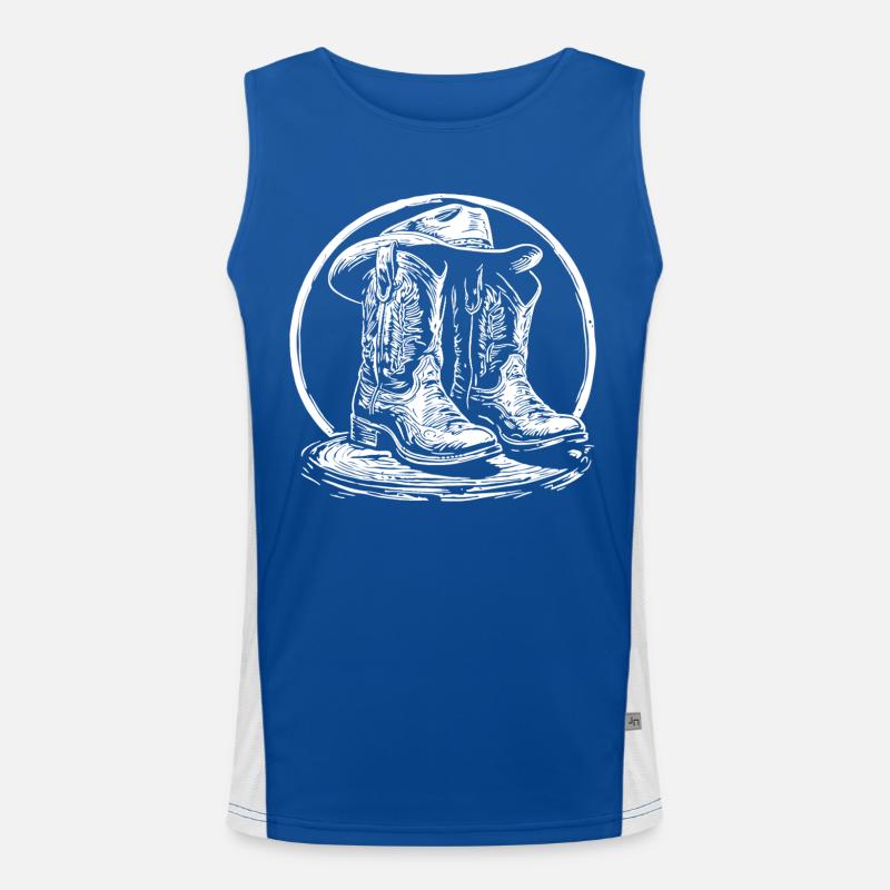Western Boots silhouette in a circle Men's Functional Contrast Tank Top 