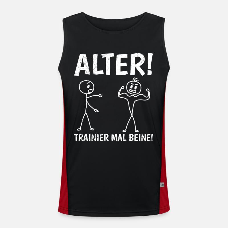 Stick Figure TRAIN LEGS Fun - Men's Functional Contrast Tank Top  - black/red