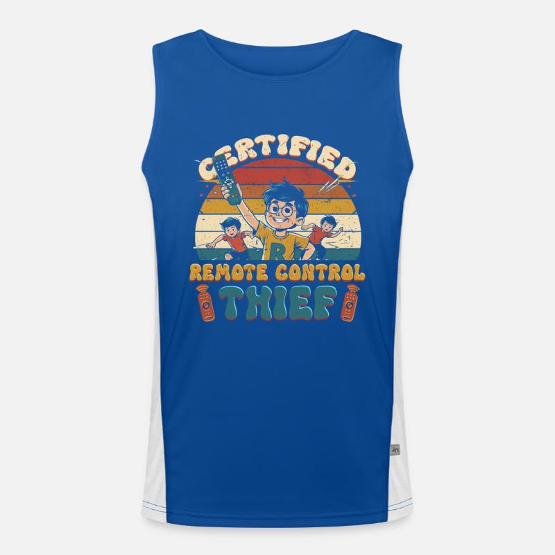 Geschwister Bruder Schwester Remote Control Thief Funktionelles Kontrast-Tank Top für Männer 
