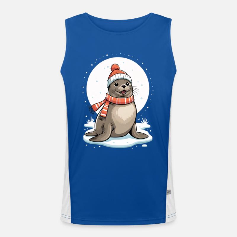Winterliches Robbe mit Schal Funktionelles Kontrast-Tank Top für Männer 