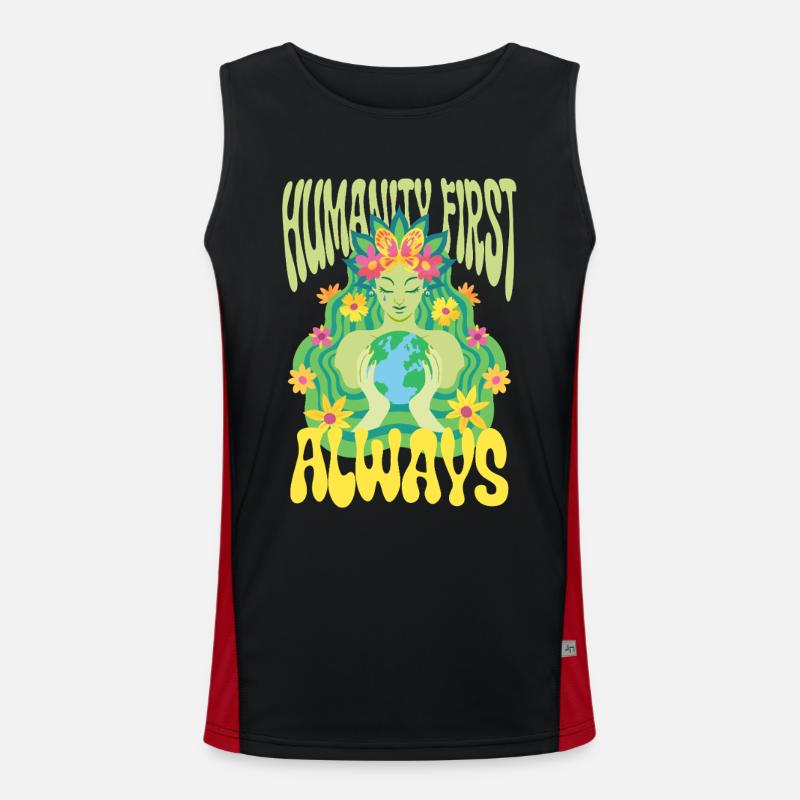 Menschlichkeit Equality Humanity First Always Men's Functional Contrast Tank Top 