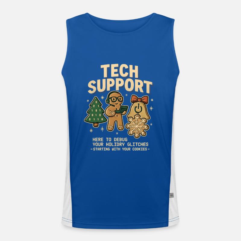 Vintage Tech Support Retro IT Christmas Men's Functional Contrast Tank Top 