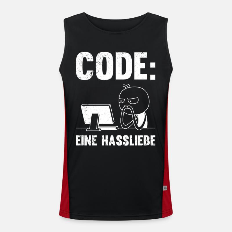 Coder CODE EINE HASSLIEBE LUSTIG - Funktionelles Kontrast-Tank Top für Männer  - Schwarz/Rot