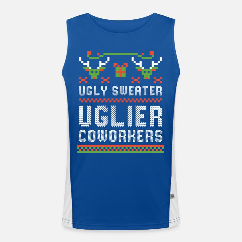 Pull moche Collègues de bureau à la fête de Noël drôles Débardeur respirant contrasté Homme 