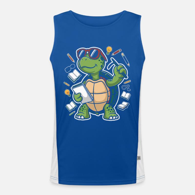 Lernende Schildkröte mit Stift Funktionelles Kontrast-Tank Top für Männer 