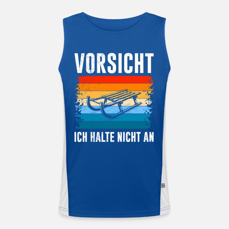 Schlitten Training VORSICHT ICH HALTE NICHT AN Funktionelles Kontrast-Tank Top für Männer 
