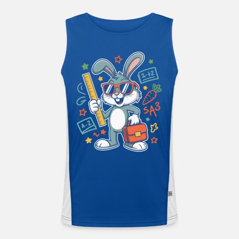 Learning bunny school adventure with glasses Men's Functional Contrast Tank Top 