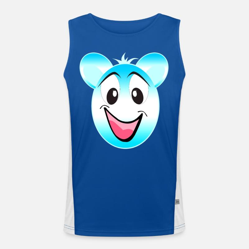 Cheerful Blue White Bear Mascot Men's Functional Contrast Tank Top 