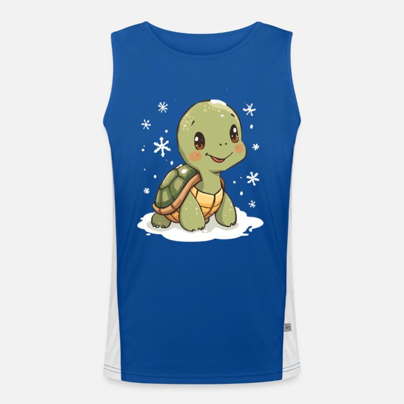 Winter turtle in the snow Men's Functional Contrast Tank Top 