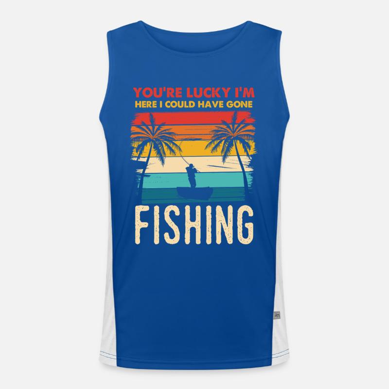 Fischerei Retro Sunset Silhouette Funktionelles Kontrast-Tank Top für Männer 