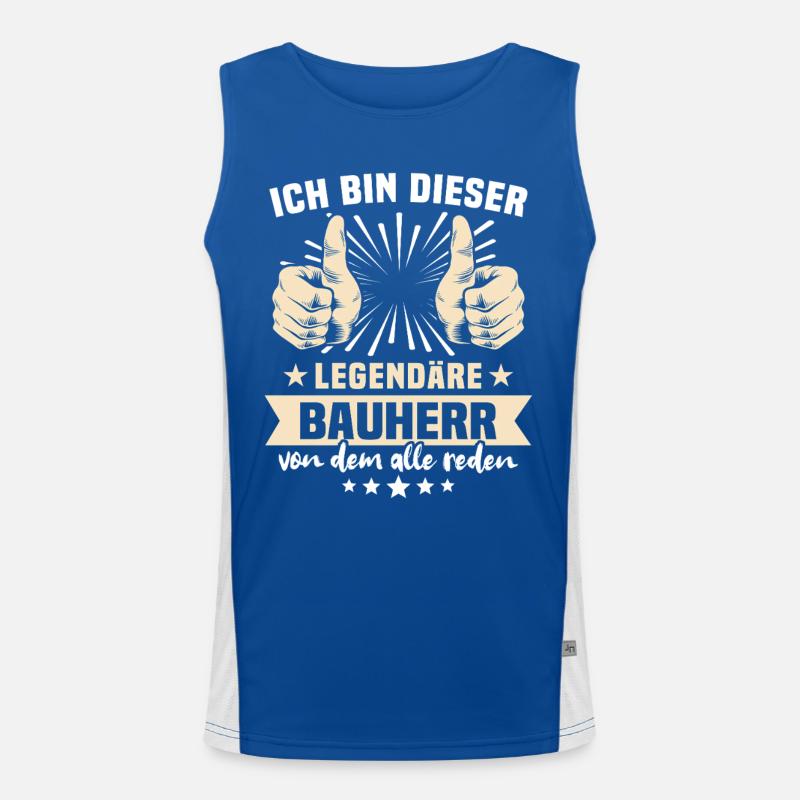 Bauherr Sprüche Funktionelles Kontrast-Tank Top für Männer 