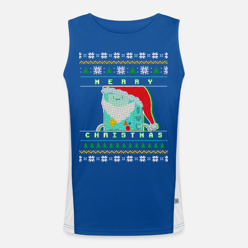 Joyeux Noël Pixel Santa « Pull de Noël moche » Débardeur respirant contrasté Homme 