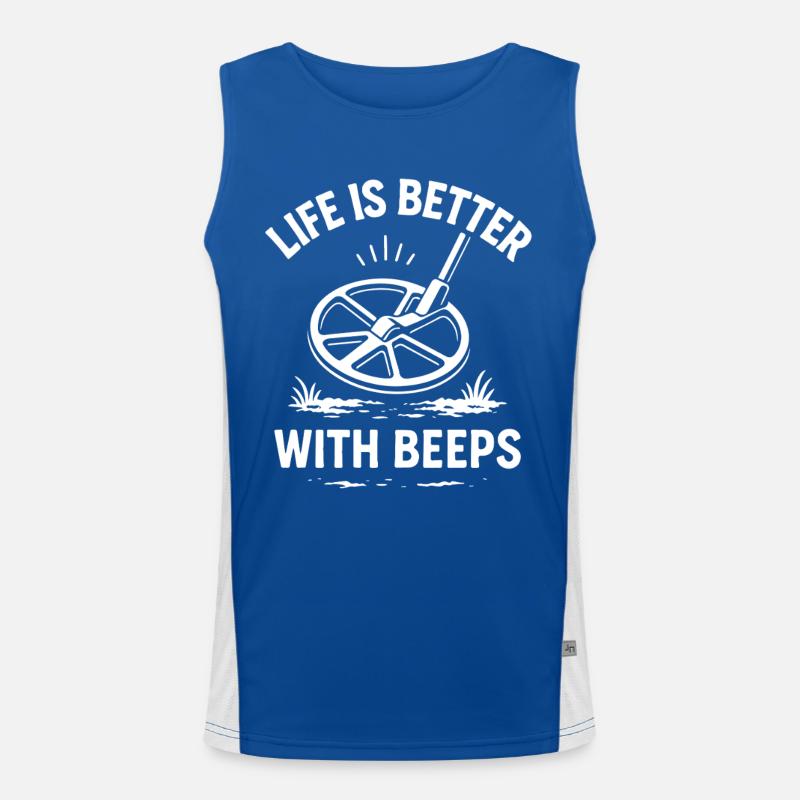Life Is Better With Beeps Metal Detecting Fun Men's Functional Contrast Tank Top 