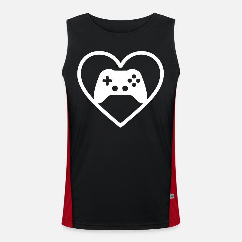 Heart Gaming – Stylized Controller Design - Men's Functional Contrast Tank Top  - black/red