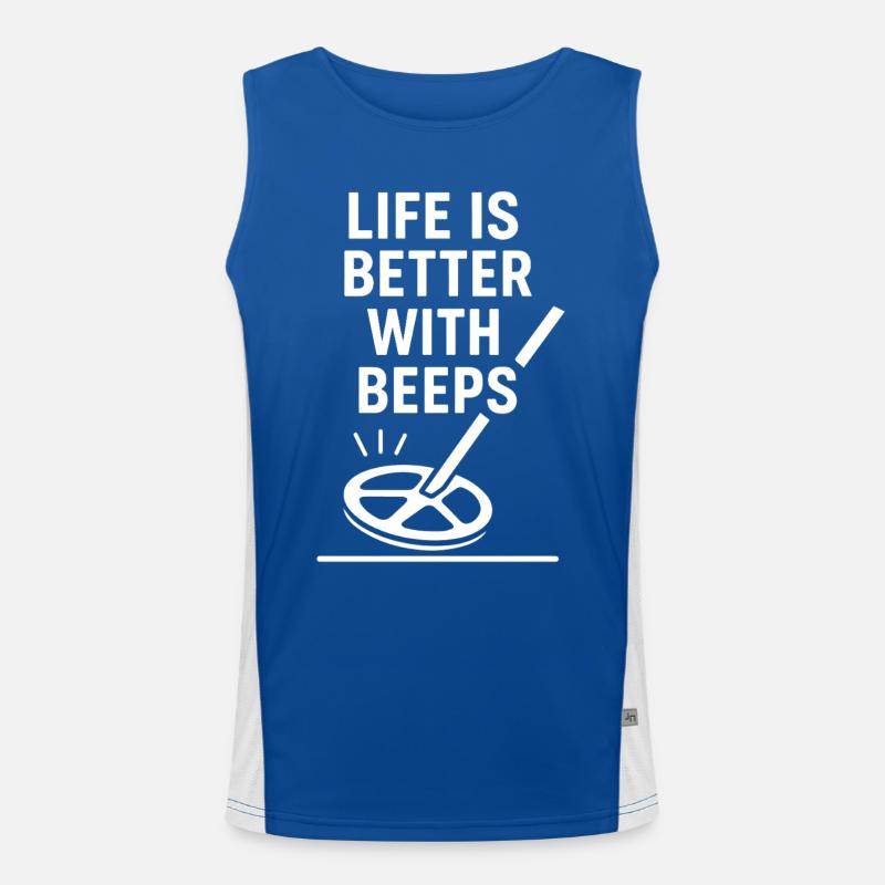 Life Is Better With Beeps Metal Detecting Fun Men's Functional Contrast Tank Top 